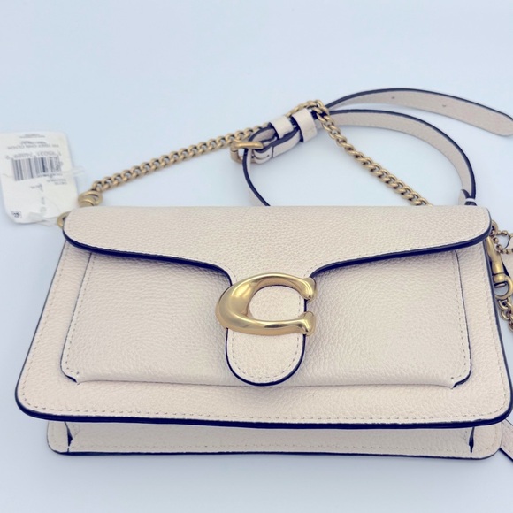 COACH Polished Pebble Leather Chain Clutch Tabby Crossbody shoulder bag handbag - Picture 8 of 16